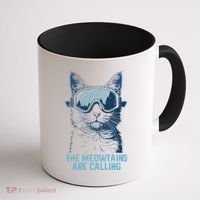 Ski Snowboard Cat Funny The Meowtains Are Calling Skiing  Coffee Mug thumb 1