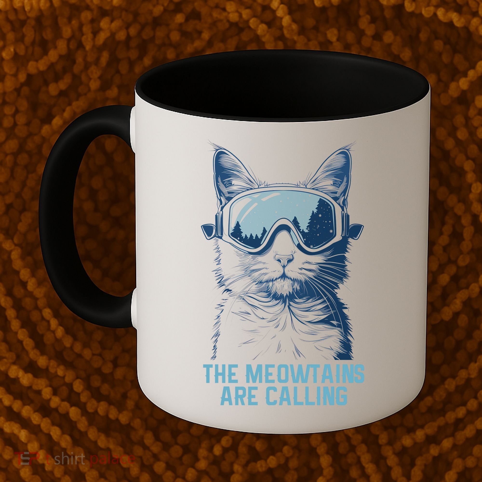 Ski Snowboard Cat Funny The Meowtains Are Calling Skiing  Coffee Mug