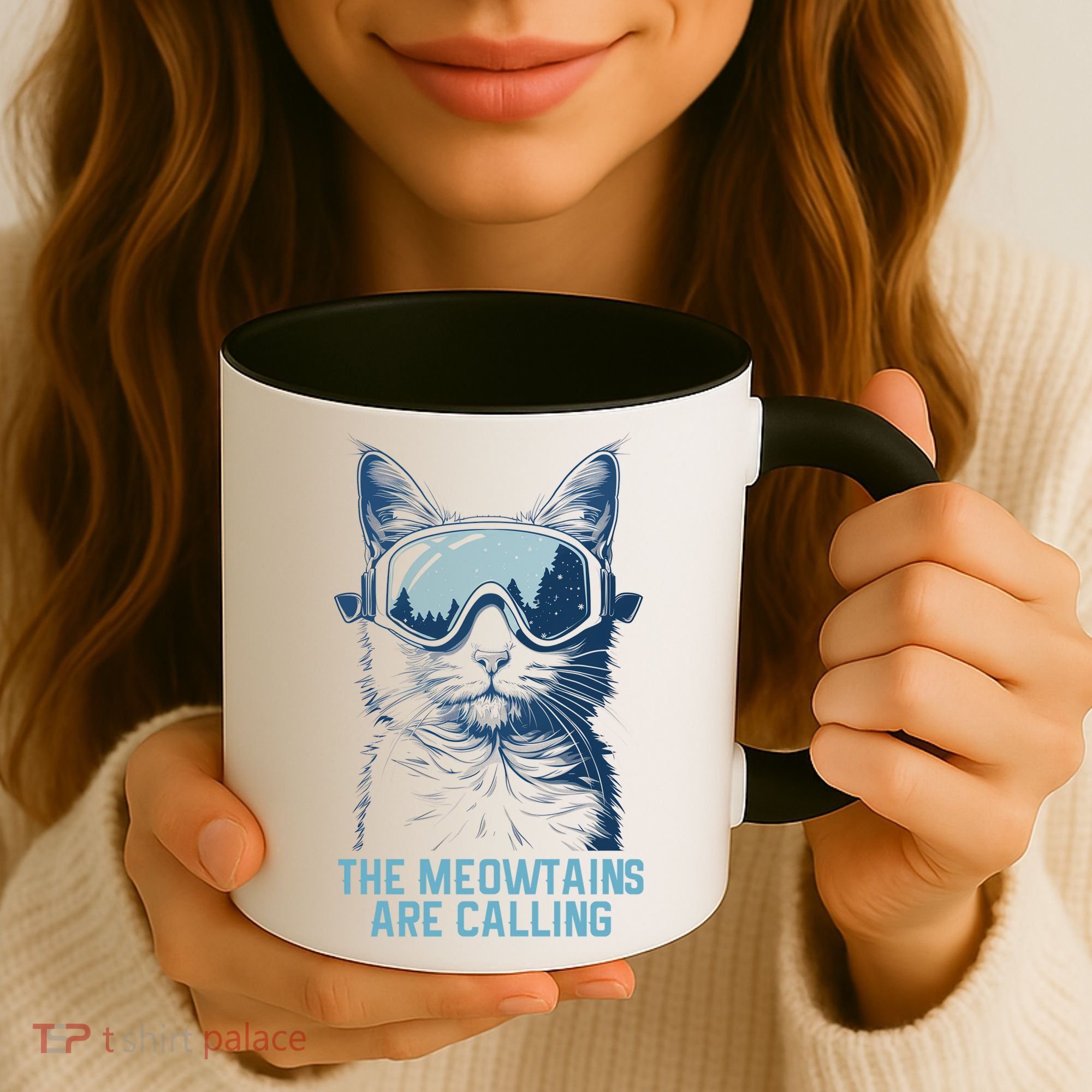 Ski Snowboard Cat Funny The Meowtains Are Calling Skiing  Coffee Mug
