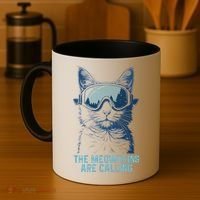 Ski Snowboard Cat Funny The Meowtains Are Calling Skiing  Coffee Mug thumb 4