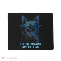 Ski Snowboard Cat Funny The Meowtains Are Calling Skiing  Mousepad thumb 0