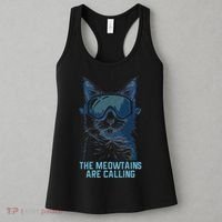 Ski Snowboard Cat Funny The Meowtains Are Calling Skiing  Women's Tank Top thumb 3