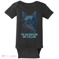 Ski Snowboard Cat Funny The Meowtains Are Calling Skiing  Baby Bodysuit thumb 0