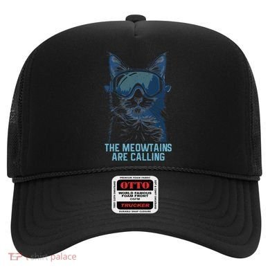 Ski Snowboard Cat Funny The Meowtains Are Calling Skiing  Hat