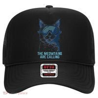 Ski Snowboard Cat Funny The Meowtains Are Calling Skiing  Hat thumb 0