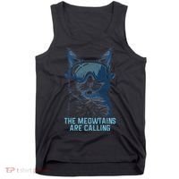 Ski Snowboard Cat Funny The Meowtains Are Calling Skiing  Tank Top thumb 0
