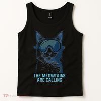Ski Snowboard Cat Funny The Meowtains Are Calling Skiing  Tank Top thumb 2
