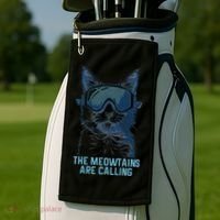 Ski Snowboard Cat Funny The Meowtains Are Calling Skiing  Golf Towel thumb 2