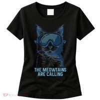 Ski Snowboard Cat Funny The Meowtains Are Calling Skiing  Women's T-Shirt thumb 0