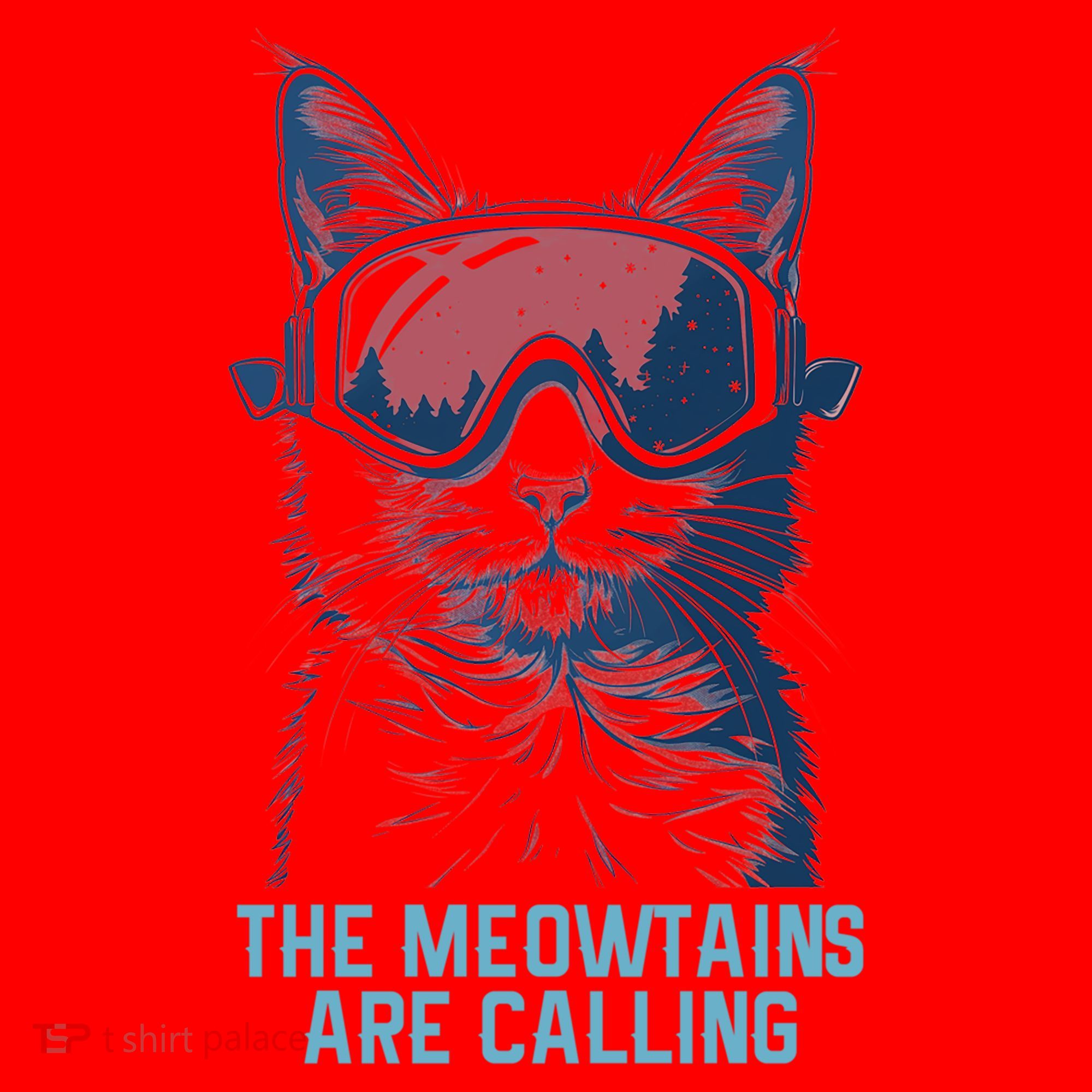 Ski Snowboard Cat Funny The Meowtains Are Calling Skiing  Santa Hat