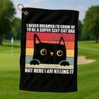 Super Sexy Cat Dad Cat Owner Kitten Pet Lover Golf Towel thumb 1