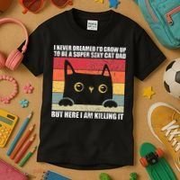 Super Sexy Cat Dad Cat Owner Kitten Pet Lover Kids T-Shirt thumb 3