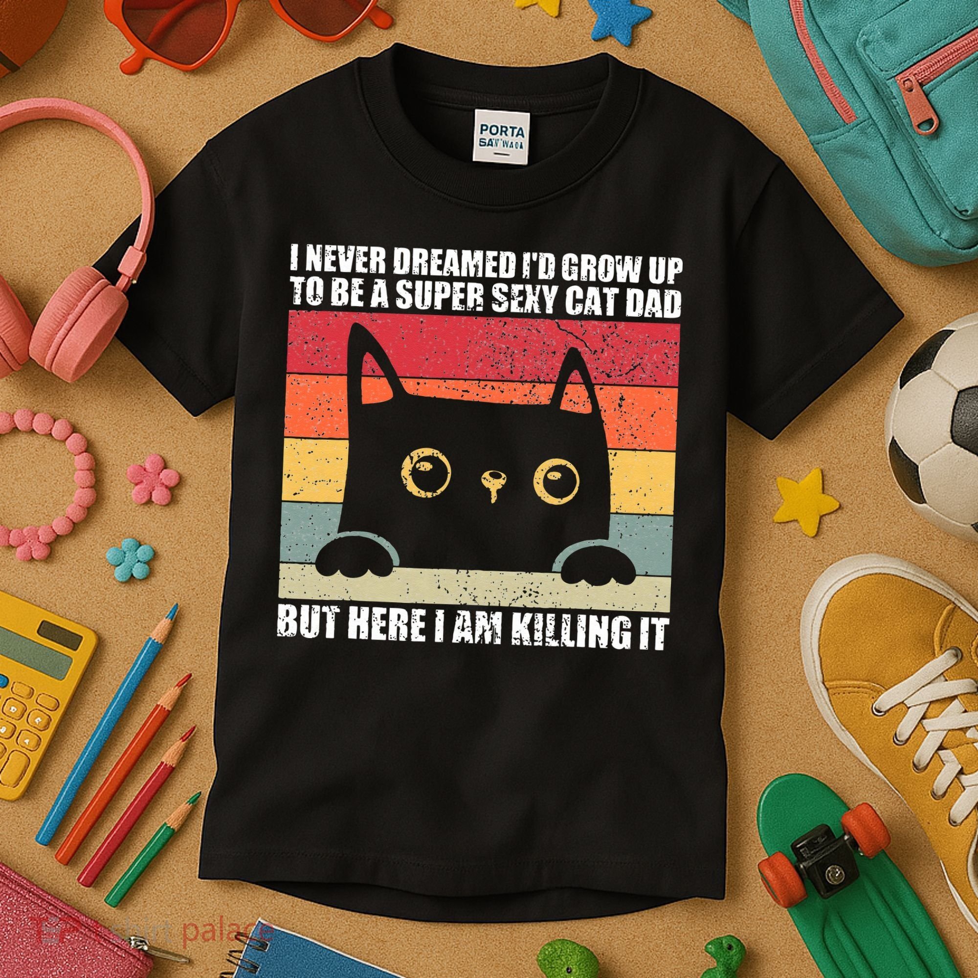 Super Sexy Cat Dad Cat Owner Kitten Pet Lover Kids T-Shirt