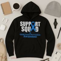Support Squad Child Abuse Prevention Awareness Smile Face Hoodie thumb 3