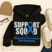 Support Squad Child Abuse Prevention Awareness Smile Face Hoodie thumb 4
