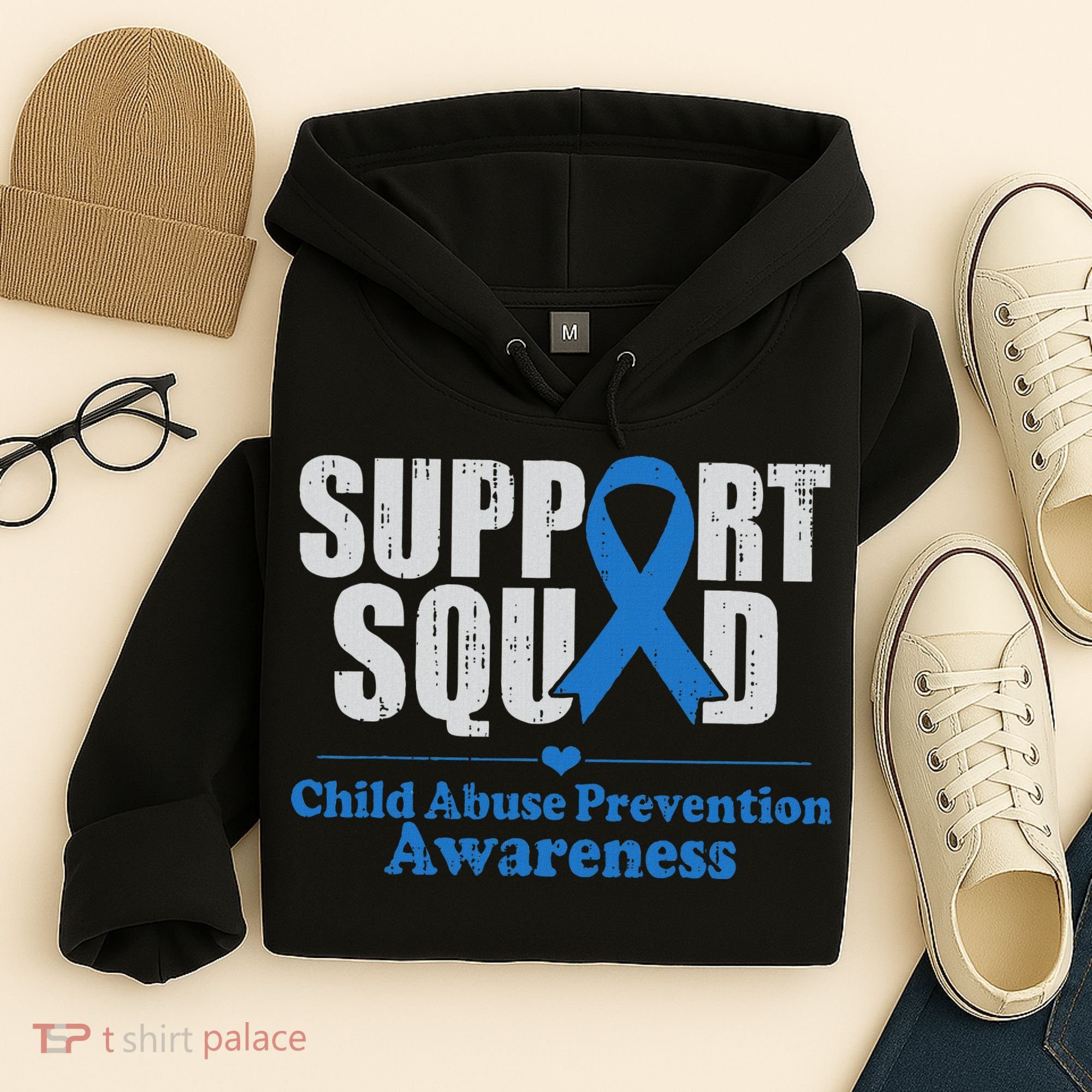 Support Squad Child Abuse Prevention Awareness Smile Face Hoodie
