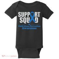 Support Squad Child Abuse Prevention Awareness Smile Face Baby Bodysuit thumb 0
