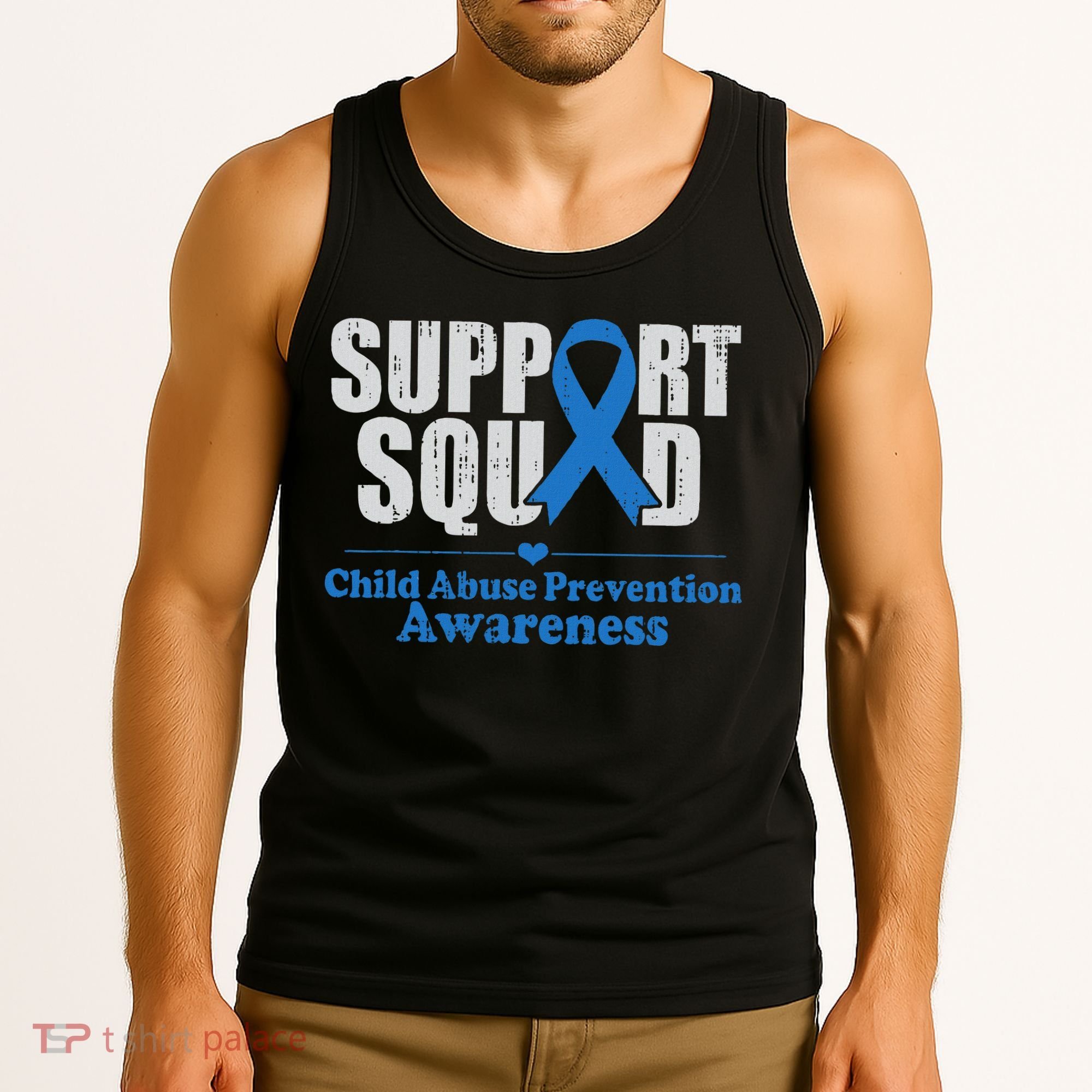 Support Squad Child Abuse Prevention Awareness Smile Face Tank Top