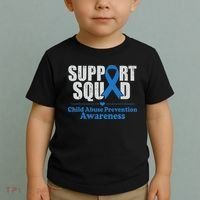 Support Squad Child Abuse Prevention Awareness Smile Face Toddler T-Shirt thumb 2