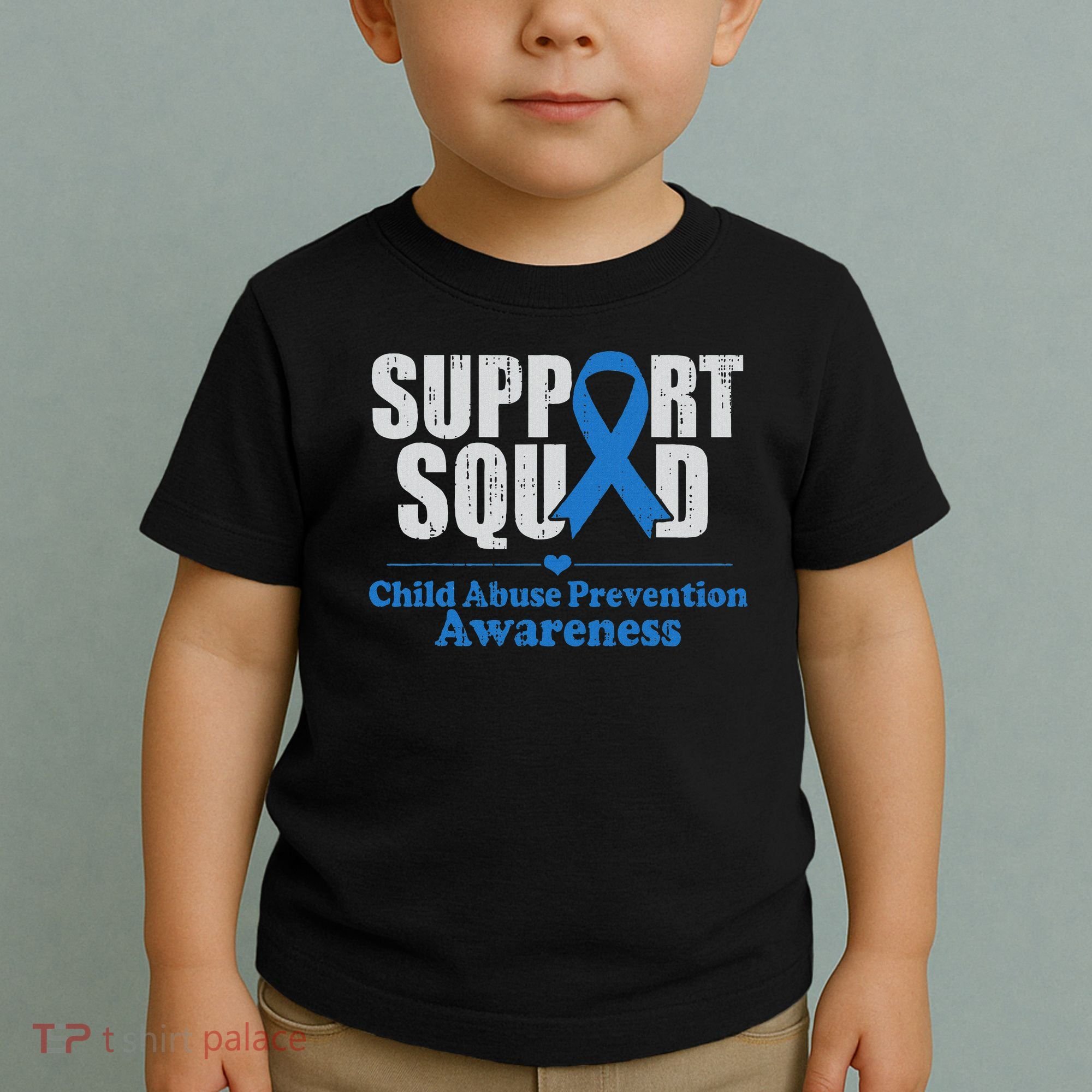 Support Squad Child Abuse Prevention Awareness Smile Face Toddler T-Shirt
