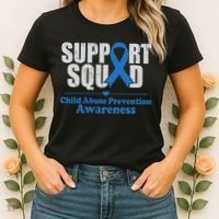 Support Squad Child Abuse Prevention Awareness Smile Face Women's T-Shirt thumb 2