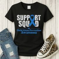 Support Squad Child Abuse Prevention Awareness Smile Face Women's T-Shirt thumb 3