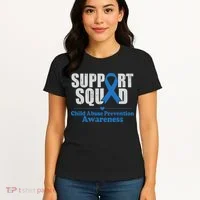 Support Squad Child Abuse Prevention Awareness Smile Face Women's T-Shirt thumb 4
