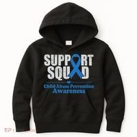 Support Squad Child Abuse Prevention Awareness Smile Face Kids Hoodie thumb 0