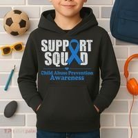 Support Squad Child Abuse Prevention Awareness Smile Face Kids Hoodie thumb 2