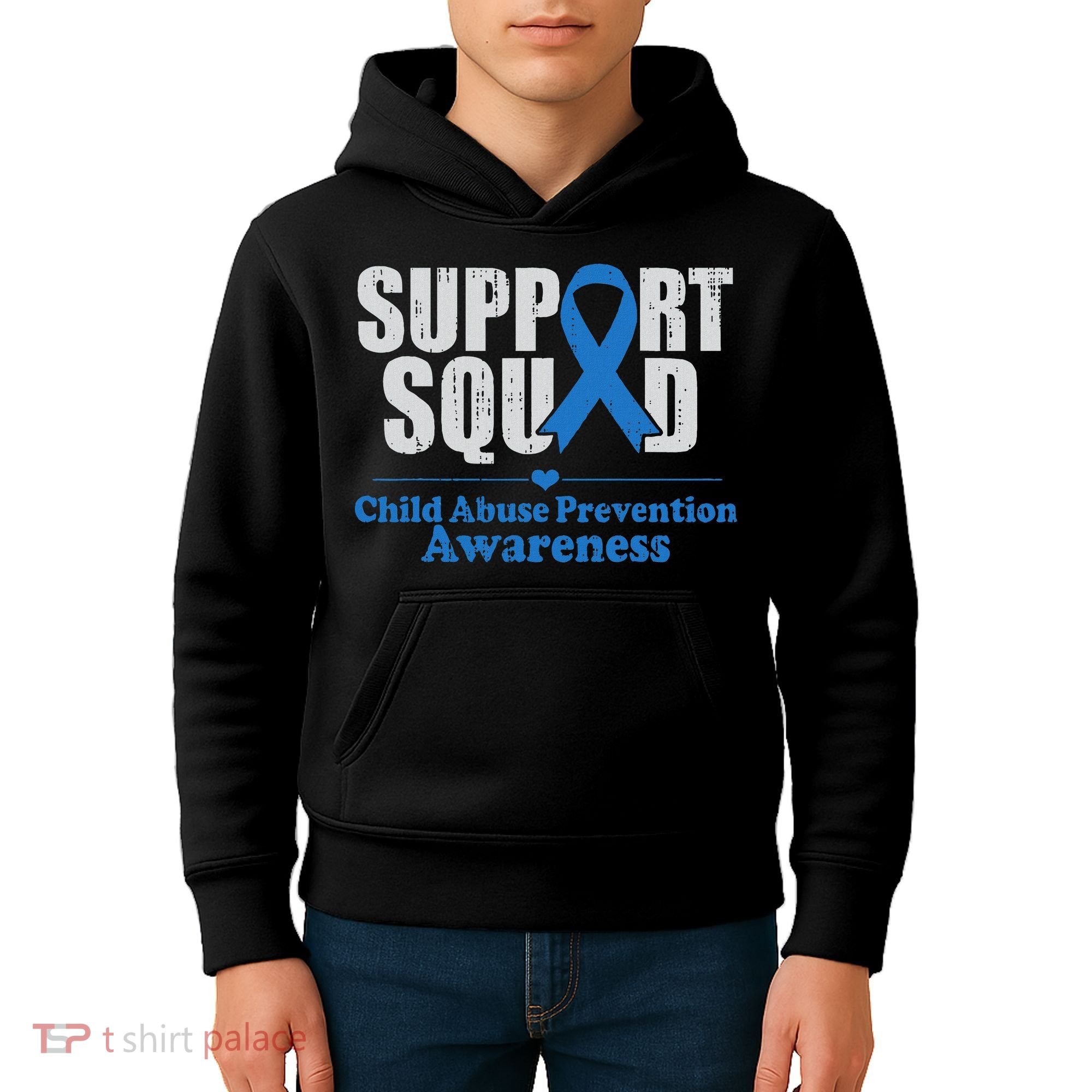 Support Squad Child Abuse Prevention Awareness Smile Face Kids Hoodie