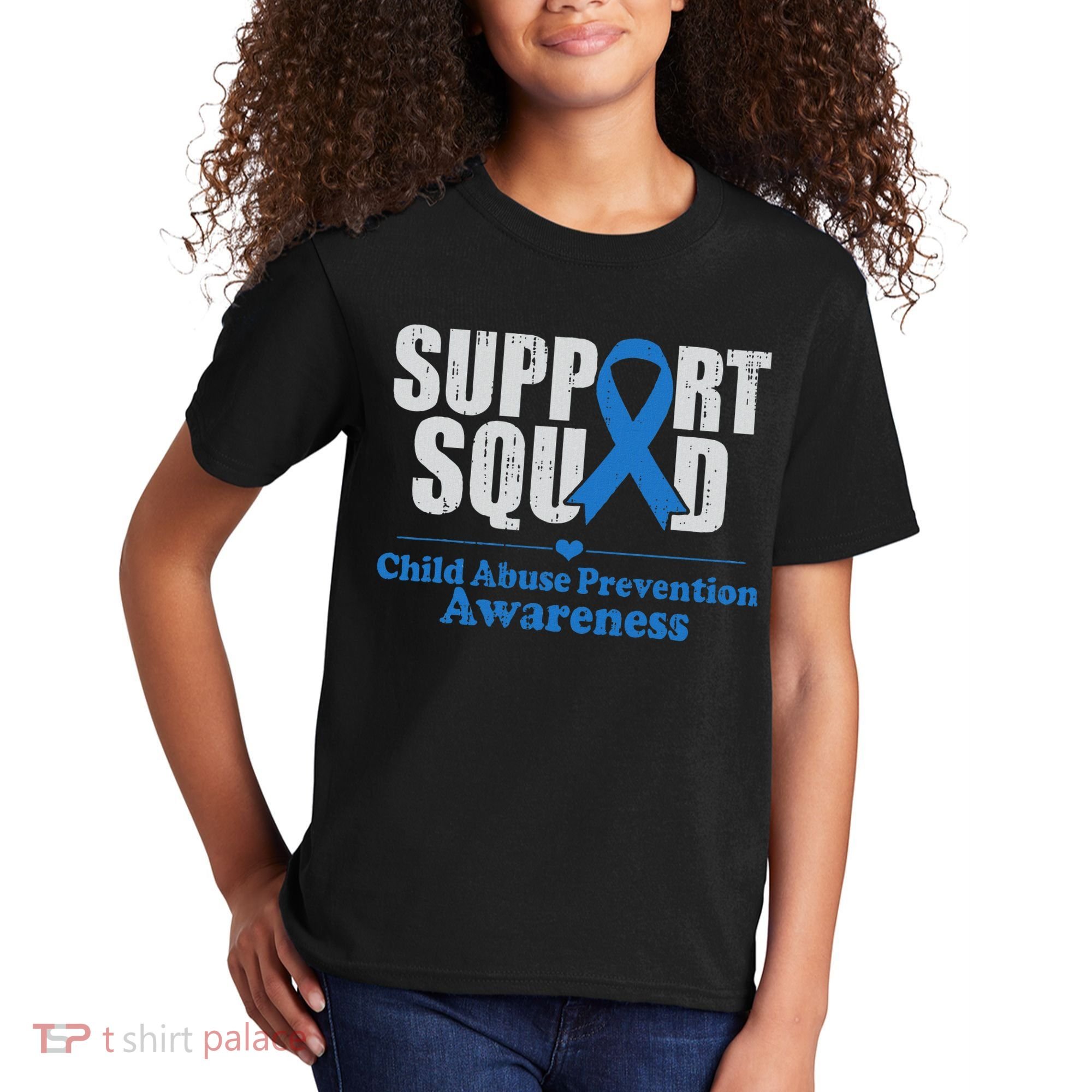 Support Squad Child Abuse Prevention Awareness Smile Face Kids T-Shirt