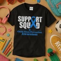 Support Squad Child Abuse Prevention Awareness Smile Face Kids T-Shirt thumb 3