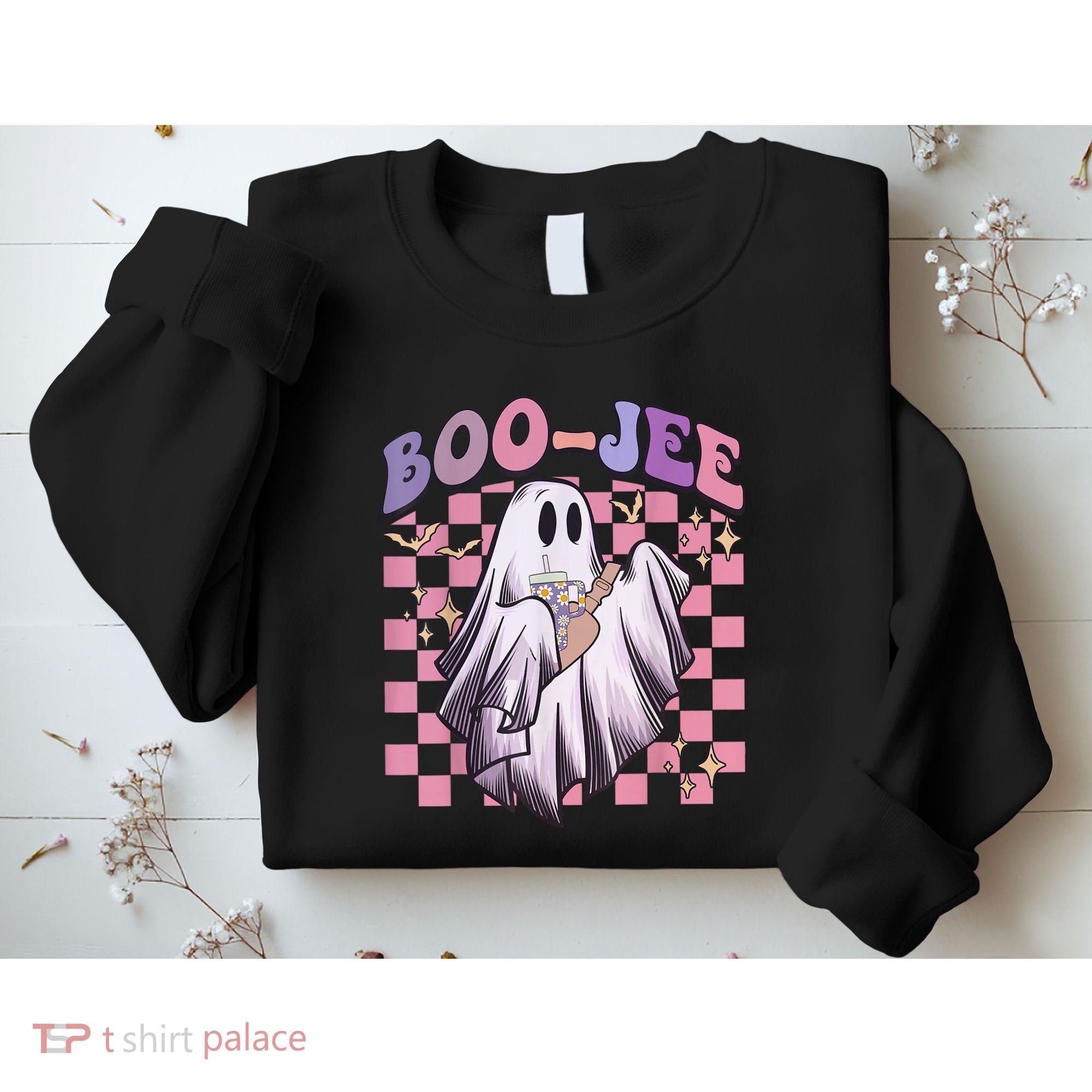 Spooky Season Cute Groovy Ghost Halloween Costume Boo Jee Sweatshirt