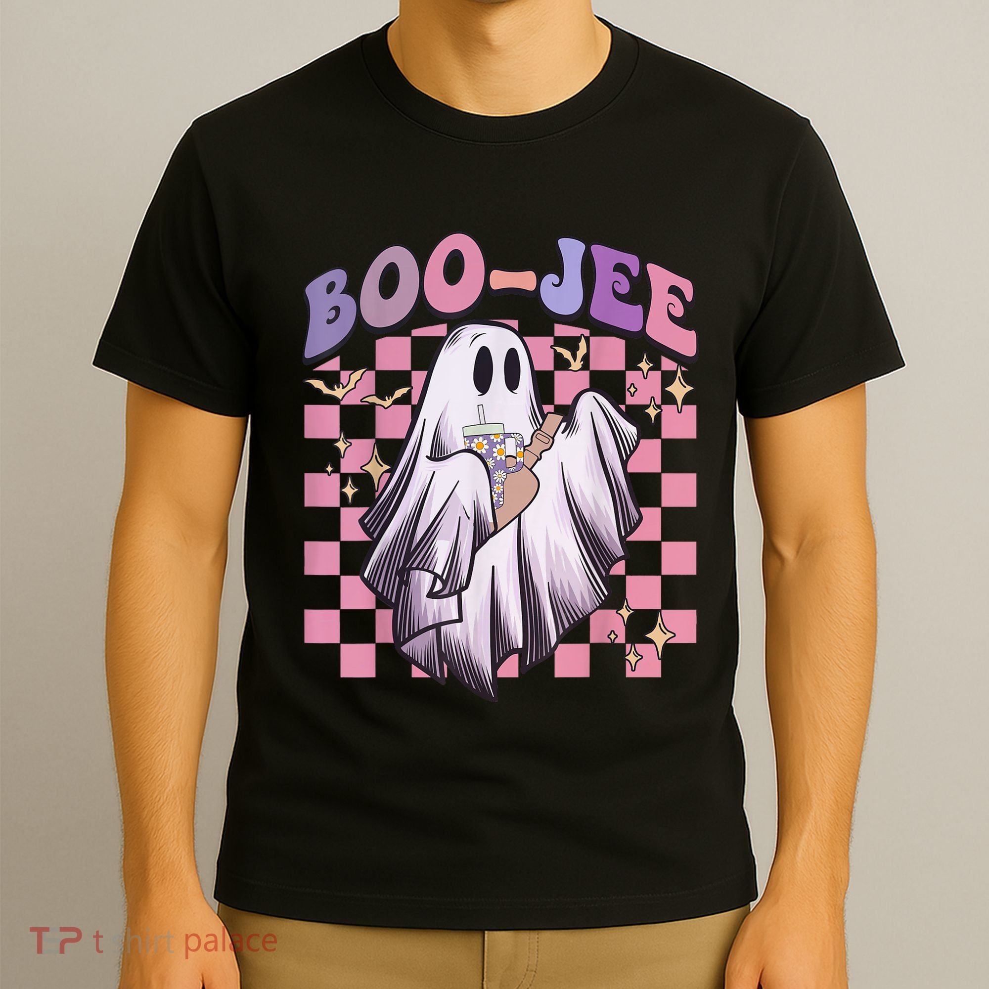 Spooky Season Cute Groovy Ghost Halloween Costume Boo Jee T-Shirt