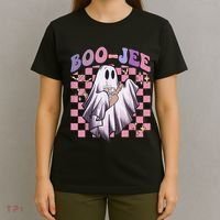 Spooky Season Cute Groovy Ghost Halloween Costume Boo Jee T-Shirt thumb 4