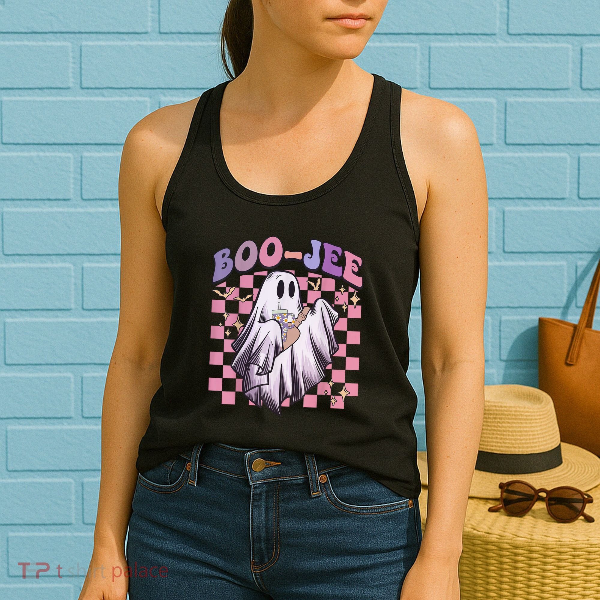 Spooky Season Cute Groovy Ghost Halloween Costume Boo Jee Women's Tank Top