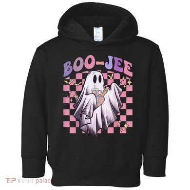 Spooky Season Cute Groovy Ghost Halloween Costume Boo Jee Toddler Hoodie