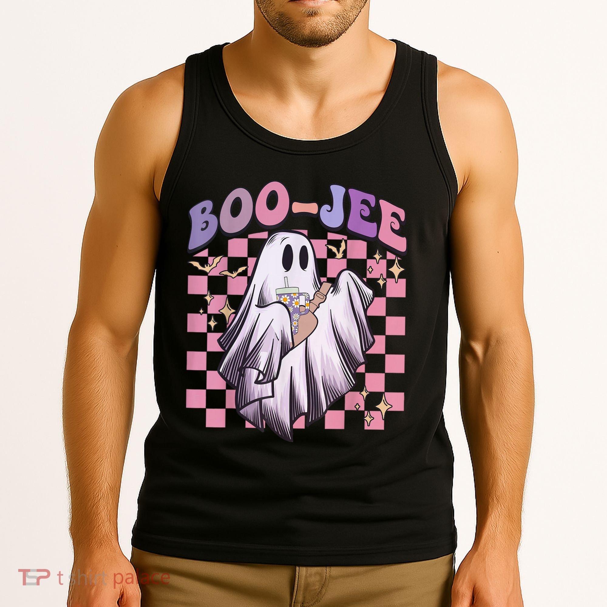 Spooky Season Cute Groovy Ghost Halloween Costume Boo Jee Tank Top