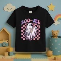 Spooky Season Cute Groovy Ghost Halloween Costume Boo Jee Toddler T-Shirt thumb 3