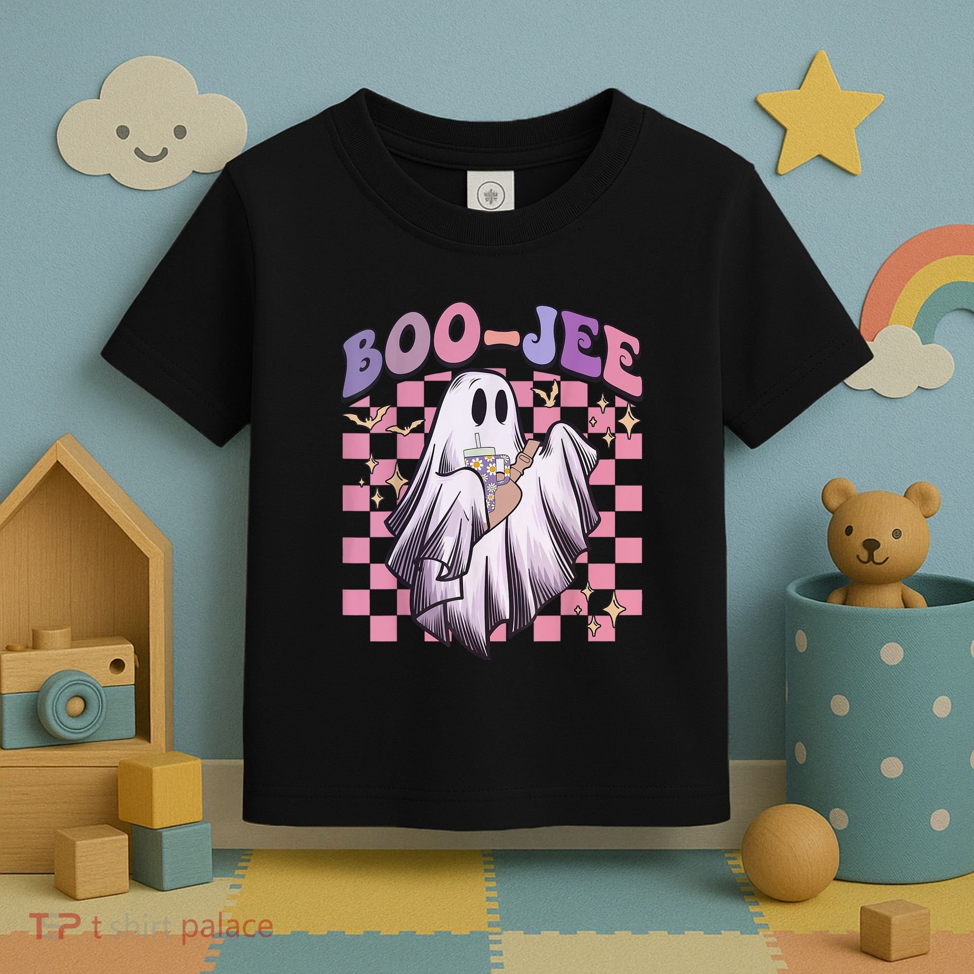 Spooky Season Cute Groovy Ghost Halloween Costume Boo Jee Toddler T-Shirt