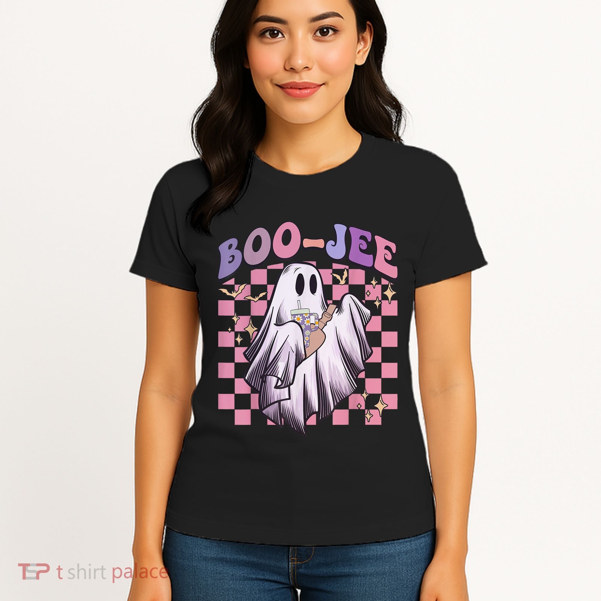 Spooky Season Cute Groovy Ghost Halloween Costume Boo Jee Women's T-Shirt