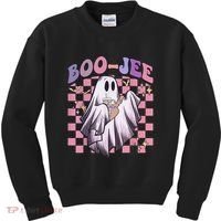 Spooky Season Cute Groovy Ghost Halloween Costume Boo Jee Kids Sweatshirt thumb 0