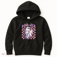 Spooky Season Cute Groovy Ghost Halloween Costume Boo Jee Kids Hoodie thumb 0