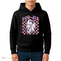 Spooky Season Cute Groovy Ghost Halloween Costume Boo Jee Kids Hoodie thumb 4