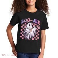 Spooky Season Cute Groovy Ghost Halloween Costume Boo Jee Kids T-Shirt thumb 2