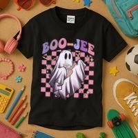 Spooky Season Cute Groovy Ghost Halloween Costume Boo Jee Kids T-Shirt thumb 3