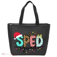 Sped Squad Christmas Lights Special Education Teacher Christmas Tote Bag thumb 0
