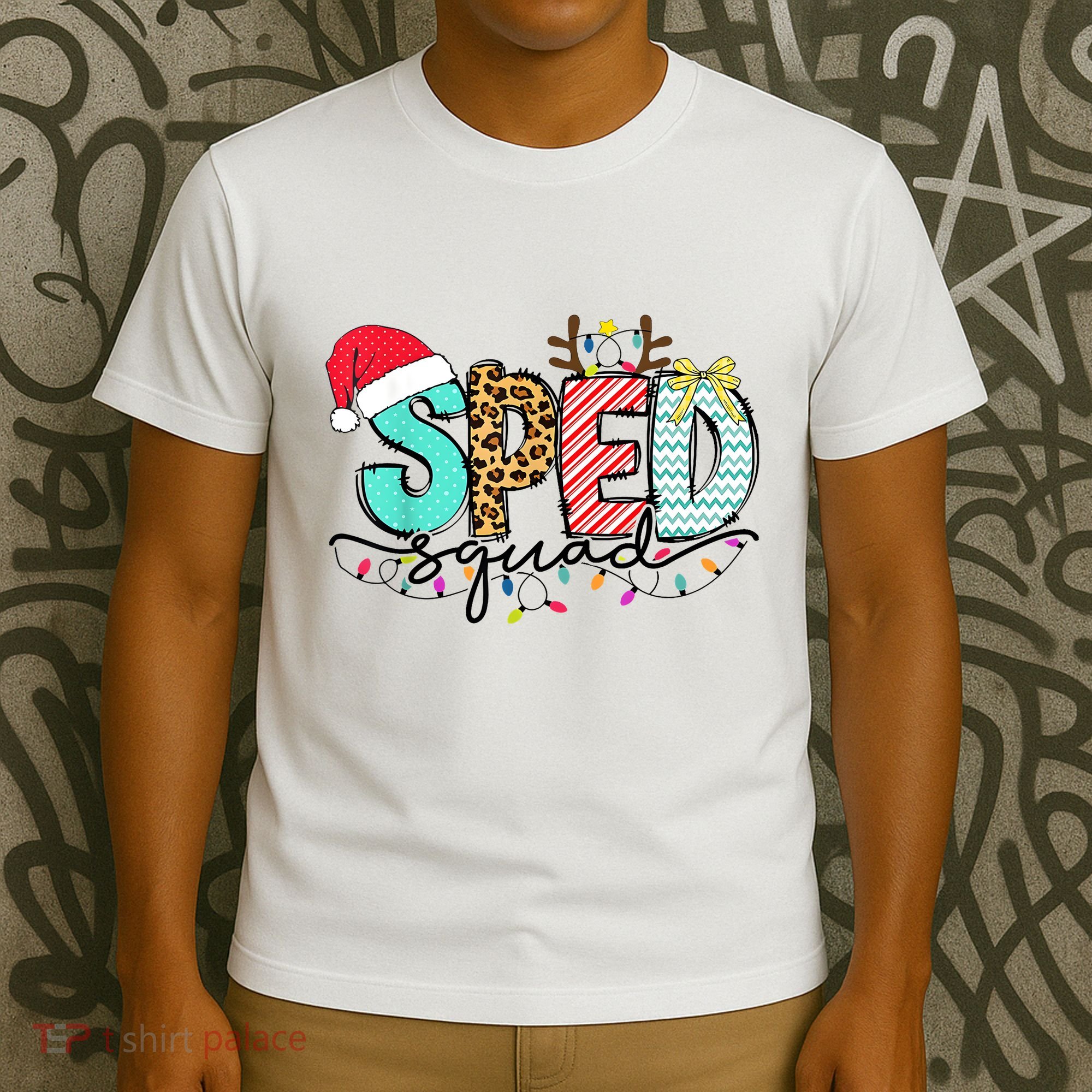 Sped Squad Christmas Lights Special Education Teacher Christmas T-Shirt