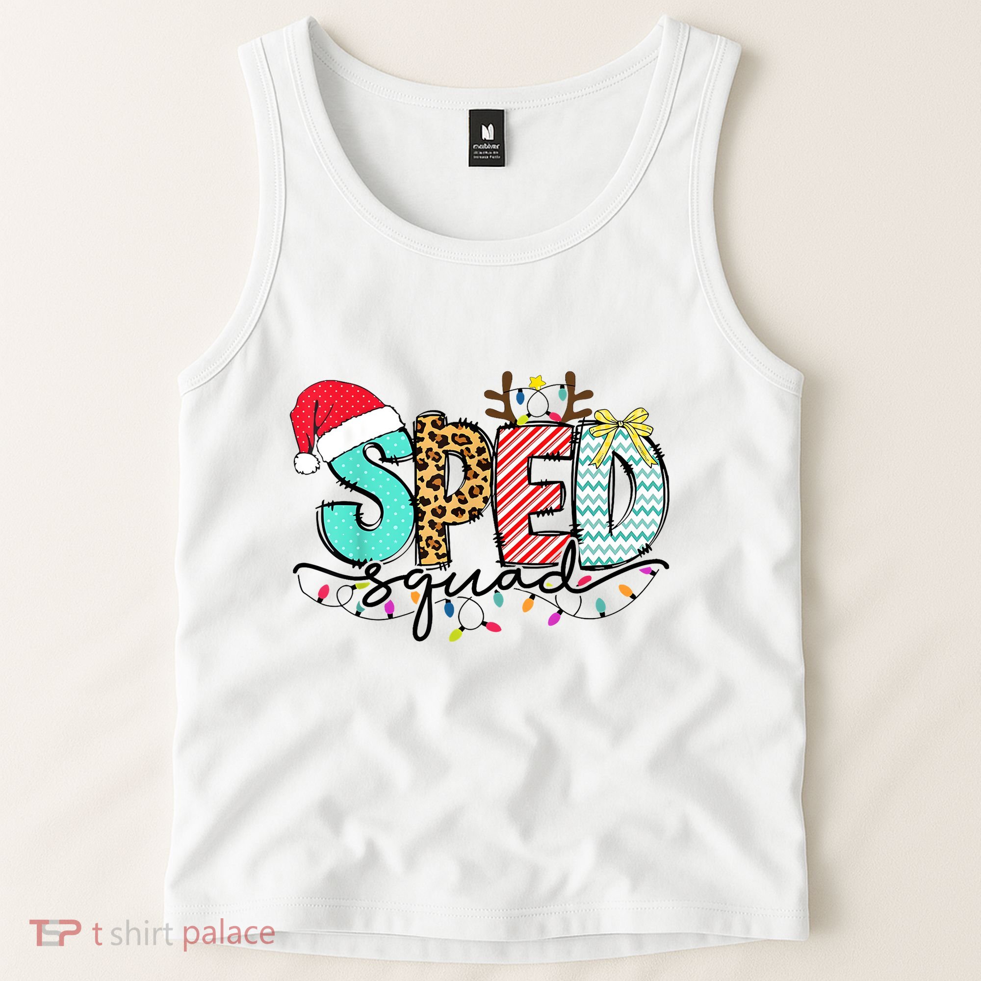 Sped Squad Christmas Lights Special Education Teacher Christmas Tank Top