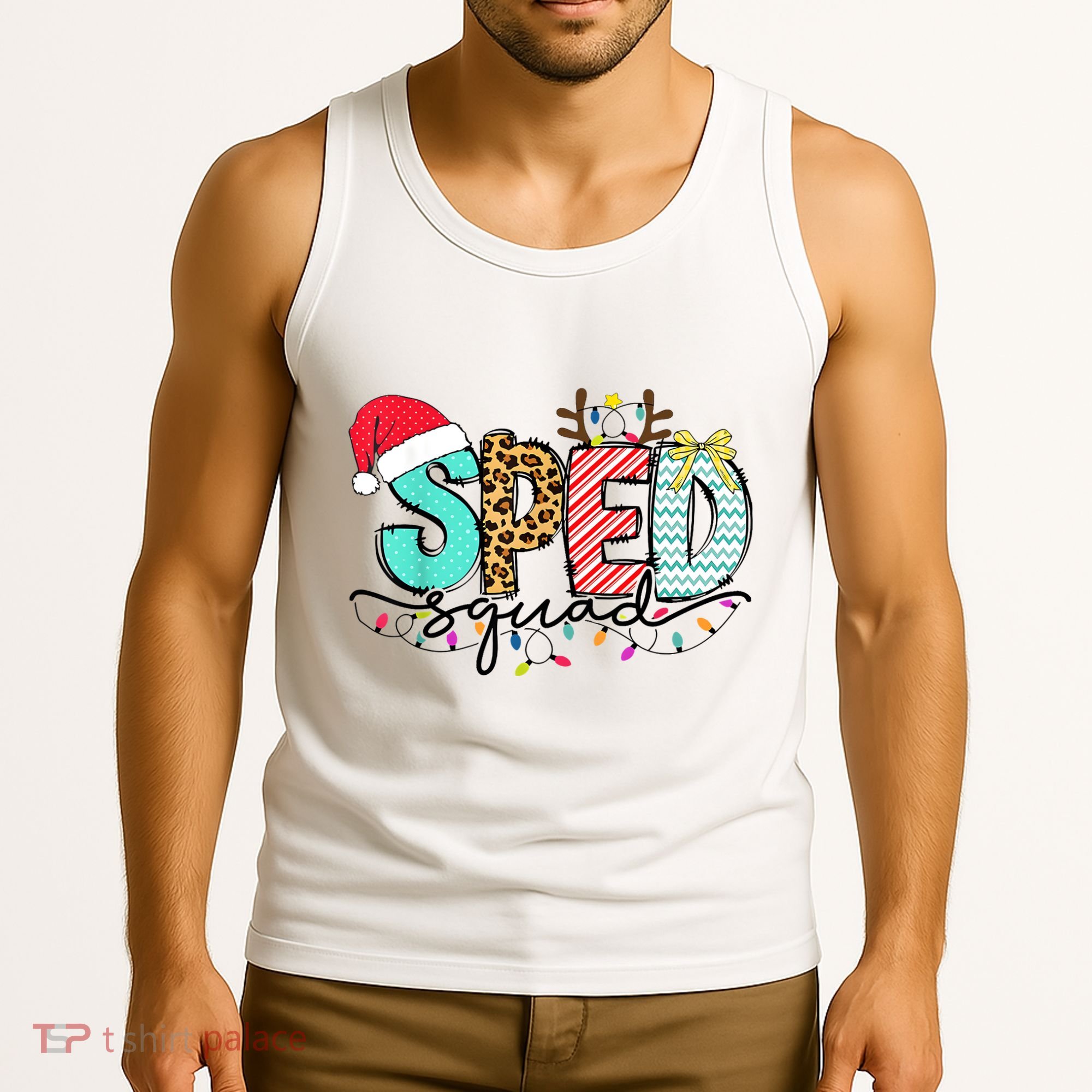 Sped Squad Christmas Lights Special Education Teacher Christmas Tank Top